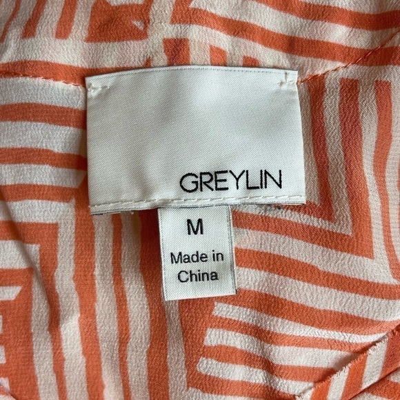 Anthropologie Greylin Silk Sleeveless Mini Dress Waist Tie Orange size Medium - Picture 8 of 10